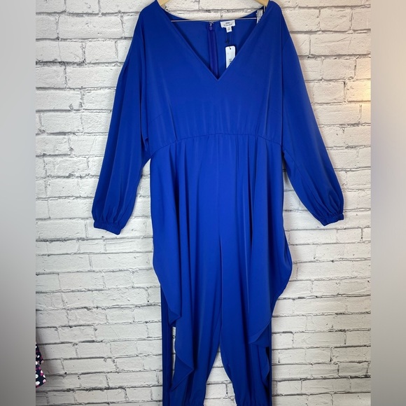 The Drop Dazzling Blue V Neck Jumpsuit Onesie Harem Pants with POCKETS size 3X - Picture 4 of 13